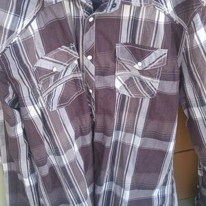 BKE Men's Brown Plaid Casual Shirt
